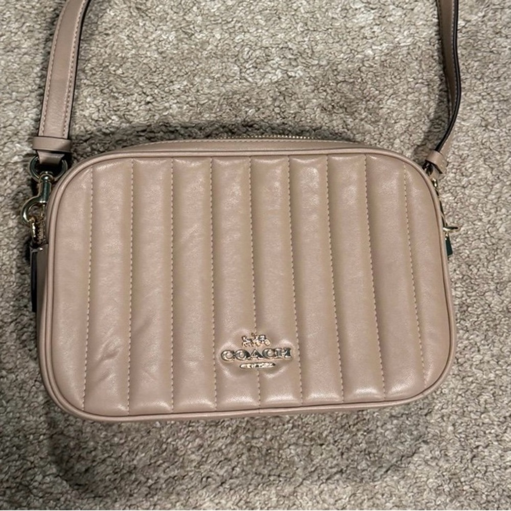 Coach Puffy Lined Quilted Jes Crossbody Taupe (hard to find color) C1569 $428